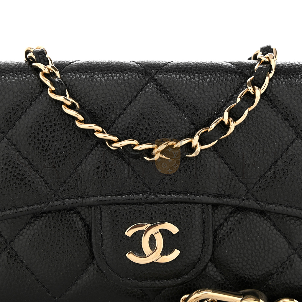 Ch*el caviar quilted belt bag black gold hardware a81081 (10.5*7*2.5cm)